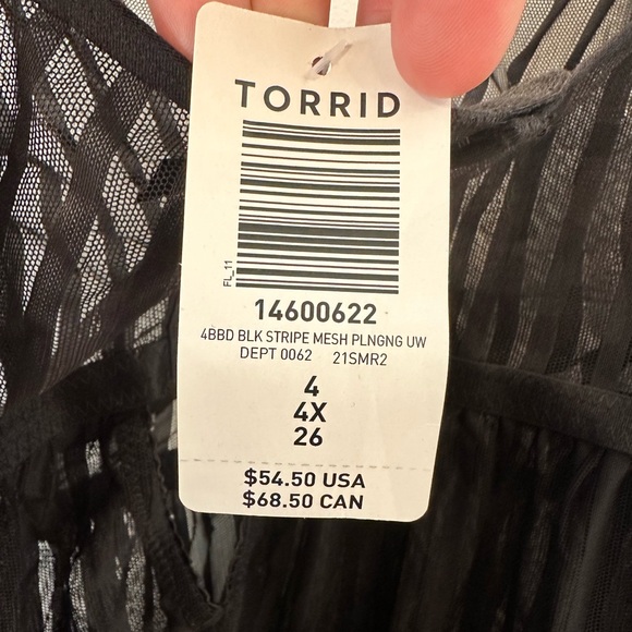 NWT Torrid Black Striped Mesh Babydoll 4x - Picture 9 of 9